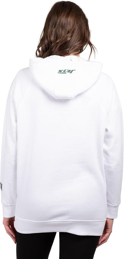 NFL Official Women's Super Soft Tie Neck Pullover Hoodie Sweatshirt|New York Jets