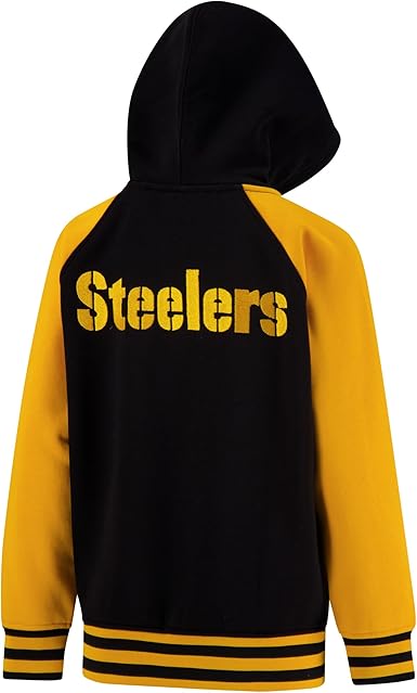 Ultra Game NFL Official Boy's Super Soft Full Zip Varsity Hoodie Sweatshirt, Pittsburgh Steelers, Team Color 2024|Pittsburgh Steelers