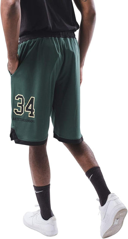 Ultra Game NBA men's Official Players Active Soft Workout Basketball Training Shorts, Milwaukee Bucks - Giannis Antetokounmpo|Milwaukee Bucks