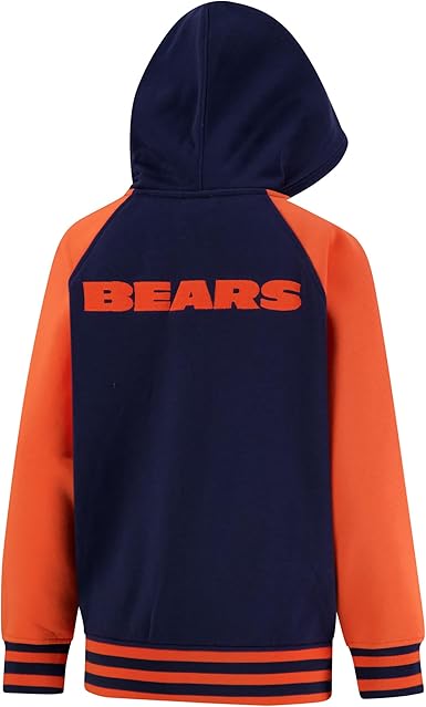 Ultra Game NFL Official Boy's Super Soft Full Zip Varsity Hoodie Sweatshirt, Chicago Bears, Team Color 2024|Chicago Bears