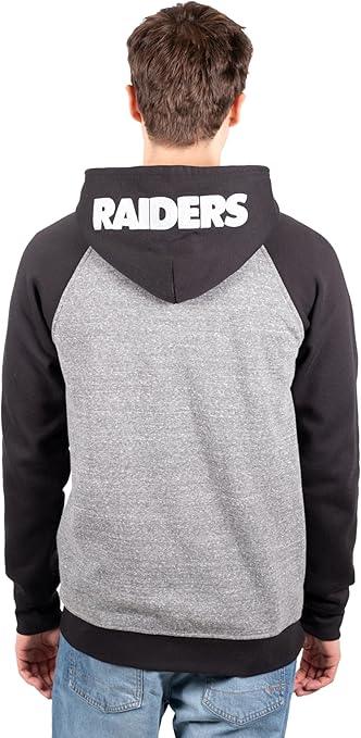 Ultra Game NFL Official Adults Super Soft Supreme Full Zip Varsity Hoodie Sweatshirt Jacket-Unisex, Las Vegas Raiders, Heather Gray|Las Vegas Raiders