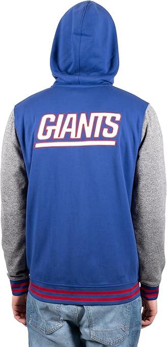 Ultra Game NFL Official Adults Ultimate Full Zip Varsity Hoodie Sweatshirt Jacket - Unisex, New York Giants, Team Color|New York Giants