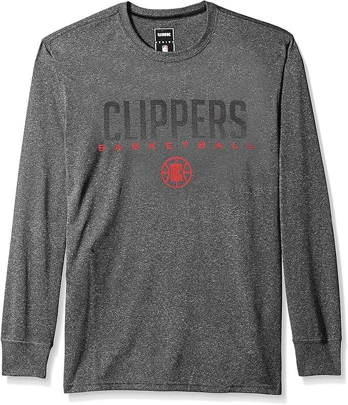 Ultra Game NBA Official Men’s Super Soft Game Day Long Sleeve T-Shirt - Unisex, Los Angeles Clippers, Heather Charcoal|Los Angeles Clippers