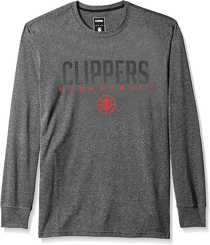 Ultra Game NBA Official Men’s Super Soft Game Day Long Sleeve T-Shirt - Unisex, Los Angeles Clippers, Heather Charcoal|Los Angeles Clippers