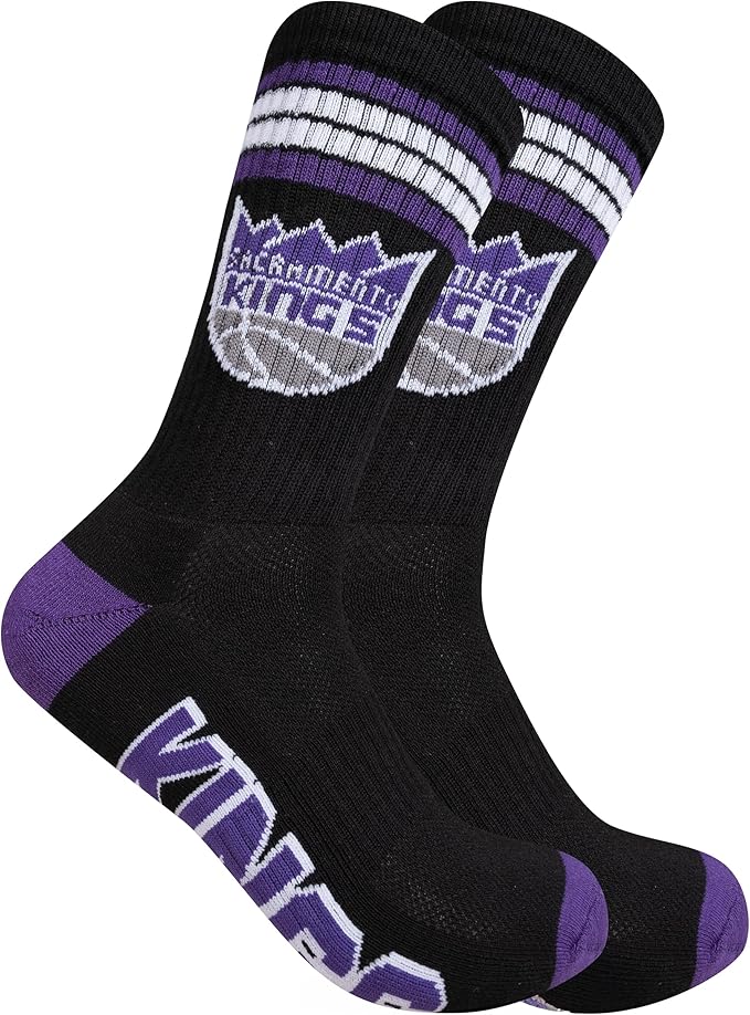 Ultra Game NBA Official Men’s Athletic Cushioned Secure Fit Team Crew Socks - 3 Pack - Unisex, Sacramento Kings, Assorted, M6-12|Sacramento Kings