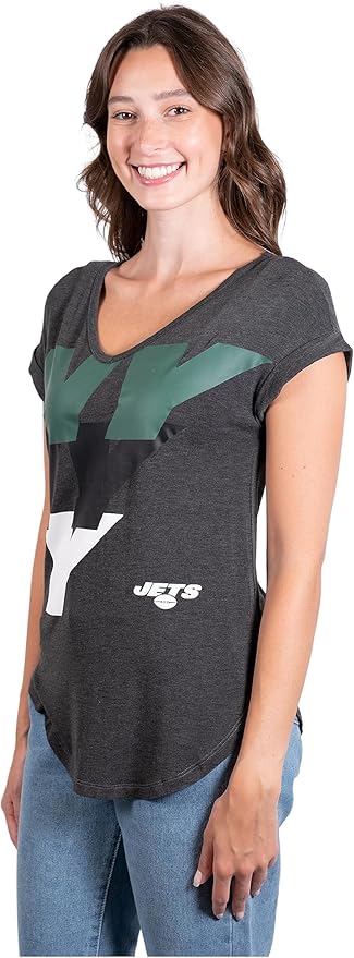 NFL Official Women's Super Soft Modal Vintage V-Neck T-Shirt|New York Jets