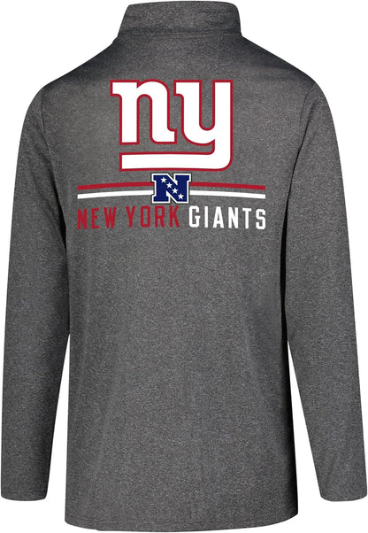 Ultra Game NFL Official Adults Super Soft Quarter Zip Long Sleeve T-Shirt - Unisex New York Giants|New York Giants