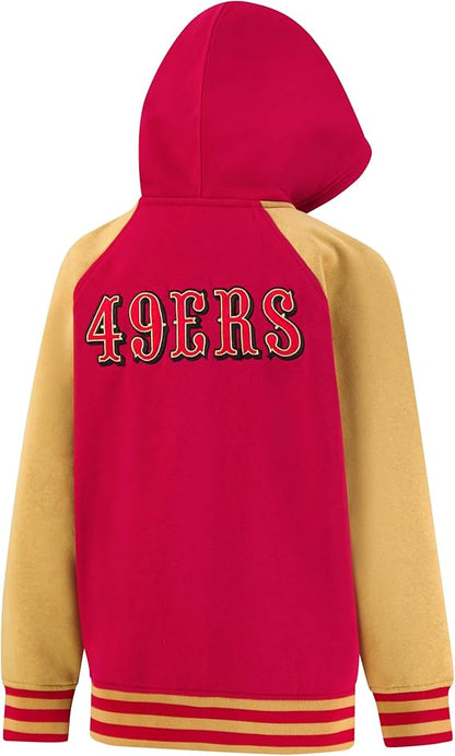 NFL Official Boy's Super Soft Full Zip Varsity Hoodie Sweatshirt|San Francisco 49ers