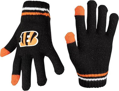 NFL Official Youth Super Soft Winter Beanie Knit Hat With Extra Warm Touch Screen Gloves|Cincinnati Bengals