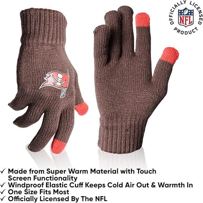 Ultra Game NFL Official Adults Unisex Super Soft Winter Beanie Knit Hat With Extra Warm Touch Screen Gloves, Tampa Bay Buccaneers, Team Color, 1SIZE|Tampa Bay Buccaneers