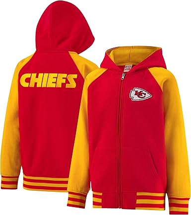 Ultra Game NFL Official Boy's Super Soft Full Zip Varsity Hoodie Sweatshirt, Kansas City Chiefs, Team Color 2024|Kansas City Chiefs