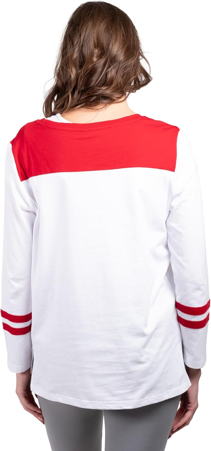 NFL Women's Official Super Soft Raglan Vintage Baseball T-Shirt|San Francisco 49ers