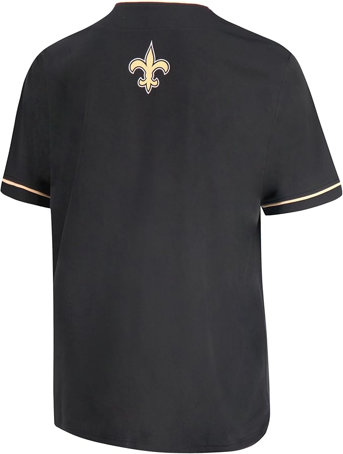 Ultra Game NFL Official Adults Game Day Button Down Baseball Mesh Jersey Shirt - Unisex, New Orleans Saints, Team Color|New Orleans Saints