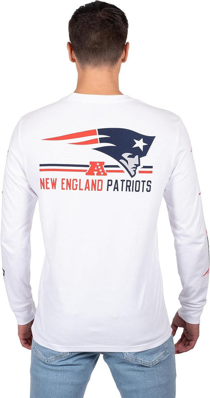 Ultra Game NFL Official Adults Super Soft Supreme Long Sleeve T-Shirt - Unisex, New England Patriots, White|New England Patriots