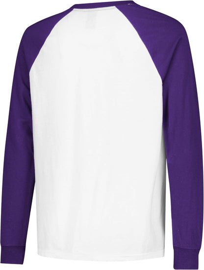 Ultra Game NFL Official Adults Super Soft Raglan Baseball Long Sleeve T-Shirt, Minnesota Vikings, White|Minnesota Vikings