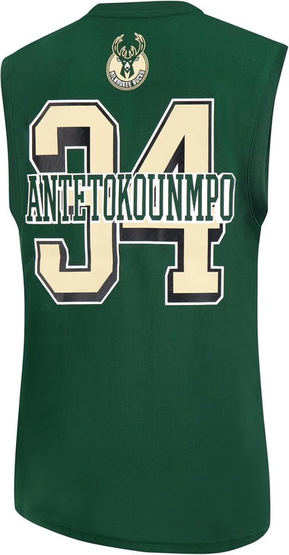 Ultra Game Men's NBA Official Sleeveless Players Mesh Tank Top Muscle T-Shirt, Milwaukee Bucks - Giannis Antetokounmpo, Team Color|Milwaukee Bucks - Giannis Antetokounmpo