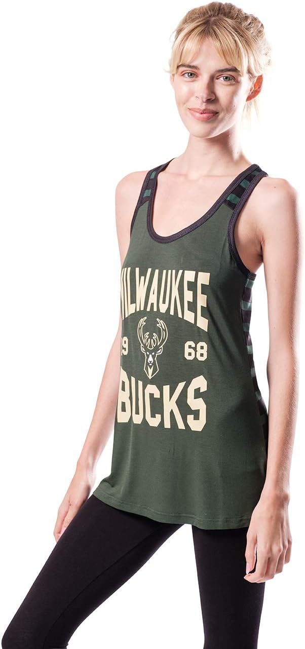 Ultra Game NBA Women's Super-Soft Mesh Racerback Tank Top, Milwaukee Bucks|Milwaukee Bucks