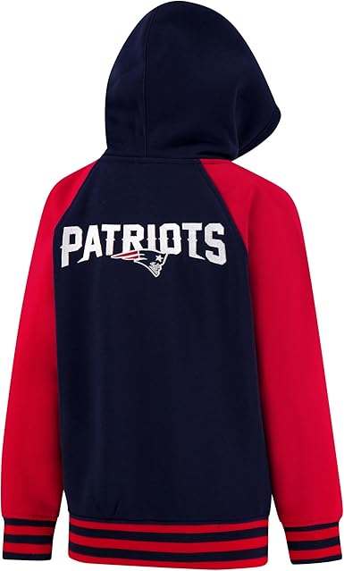 Ultra Game NFL Official Boy's Super Soft Full Zip Varsity Hoodie Sweatshirt, New England Patriots, Team Color 2024|New England Patriots