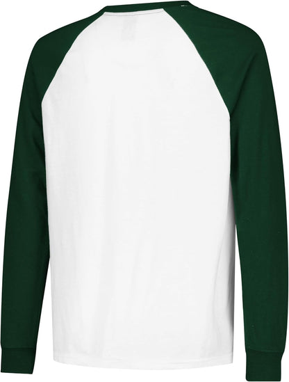 Ultra Game NFL Official Adults Super Soft Raglan Baseball Long Sleeve T-Shirt, Green Bay Packers, White|Green Bay Packers