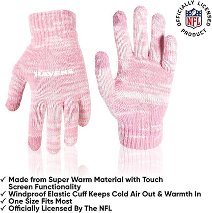 Ultra Game Adults Unisex NFL Official Super Soft Winter Beanie Knit Hat with Extra Warm Touch Screen Gloves|Baltimore Ravens