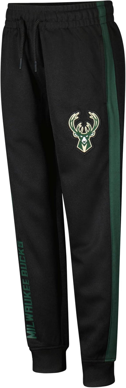 Ultra Game Youth NBA Official Super Soft Full Zip Active Track Jacket and Pants Set, Milwaukee Bucks, Black|Milwaukee Bucks