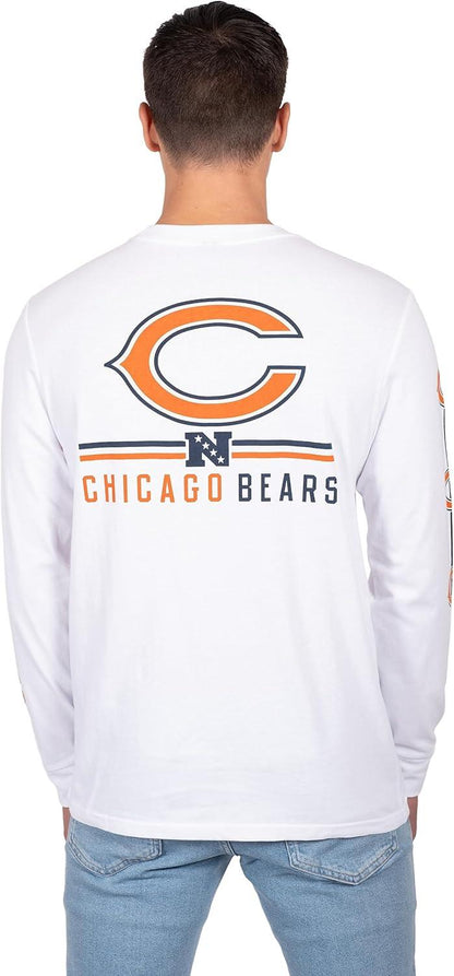 Ultra Game NFL Official Adults Super Soft Supreme Long Sleeve T-Shirt - Unisex, Chicago Bears, White|Chicago Bears