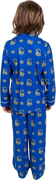 Ultra Game NBA Official Youth 2-Piece Super Soft Button Down Pajamas Set, Golden State Warriors, Boys Sizes|Golden State Warriors