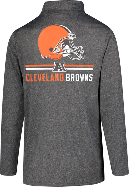 Ultra Game NFL Official Adults Super Soft Quarter Zip Long Sleeve T-Shirt - Unisex Cleveland Browns|Cleveland Browns