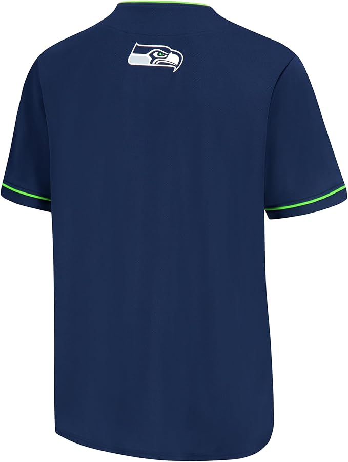 Ultra Game NFL Official Adults Game Day Button Down Baseball Mesh Jersey Shirt - Unisex, Seattle Seahawks, Team Color|Seattle Seahawks