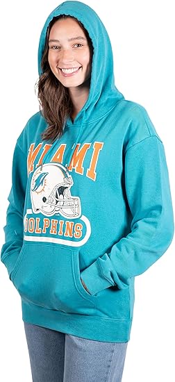 NFL Official Women's Super Soft Hoodie Pullover Sweatshirt|Miami Dolphins