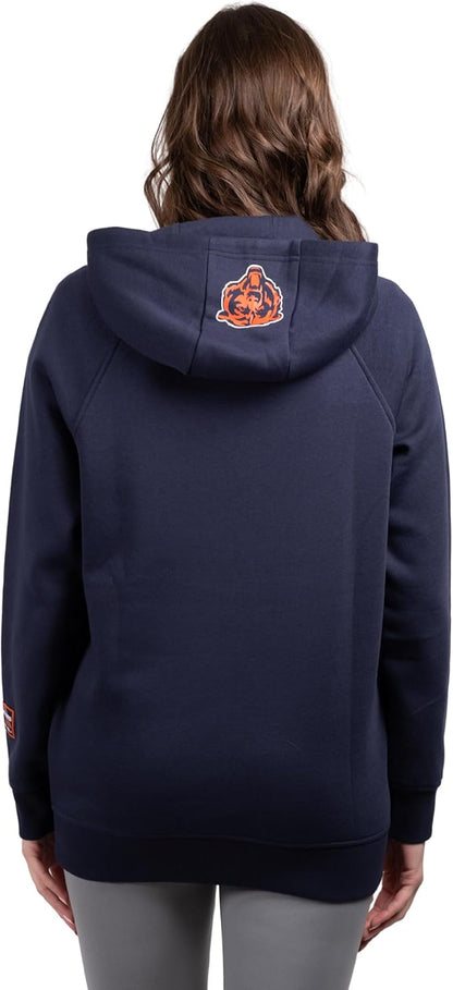 Ultra Game NFL Women's Official Super Soft Tie Neck Pullover Hoodie Sweatshirt, Chicago Bears, Team Color|Chicago Bears