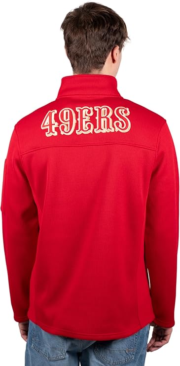 NFL Official Adults Quarter-Zip Super Soft Pullover Sweatshirt with Zipper Pockets - Unisex|San Francisco 49ers