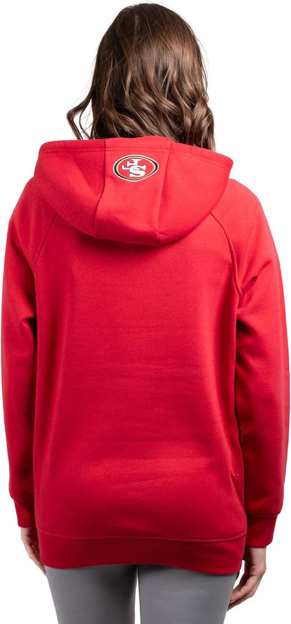 NFL Women's Official Super Soft Tie Neck Pullover Hoodie Sweatshirt|San Francisco 49ers