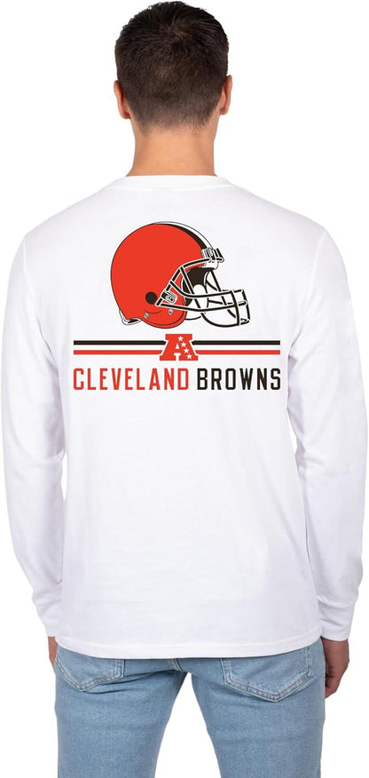 Ultra Game NFL Official Adults Super Soft Supreme Long Sleeve T-Shirt - Unisex, Cleveland Browns, White|Cleveland Browns