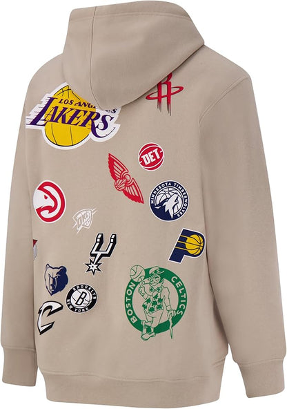 Ultra Game Men's NBA Official Super Soft Multi-Team Hoodie Sweatshirt, Multi Team, Sand|Multi Team