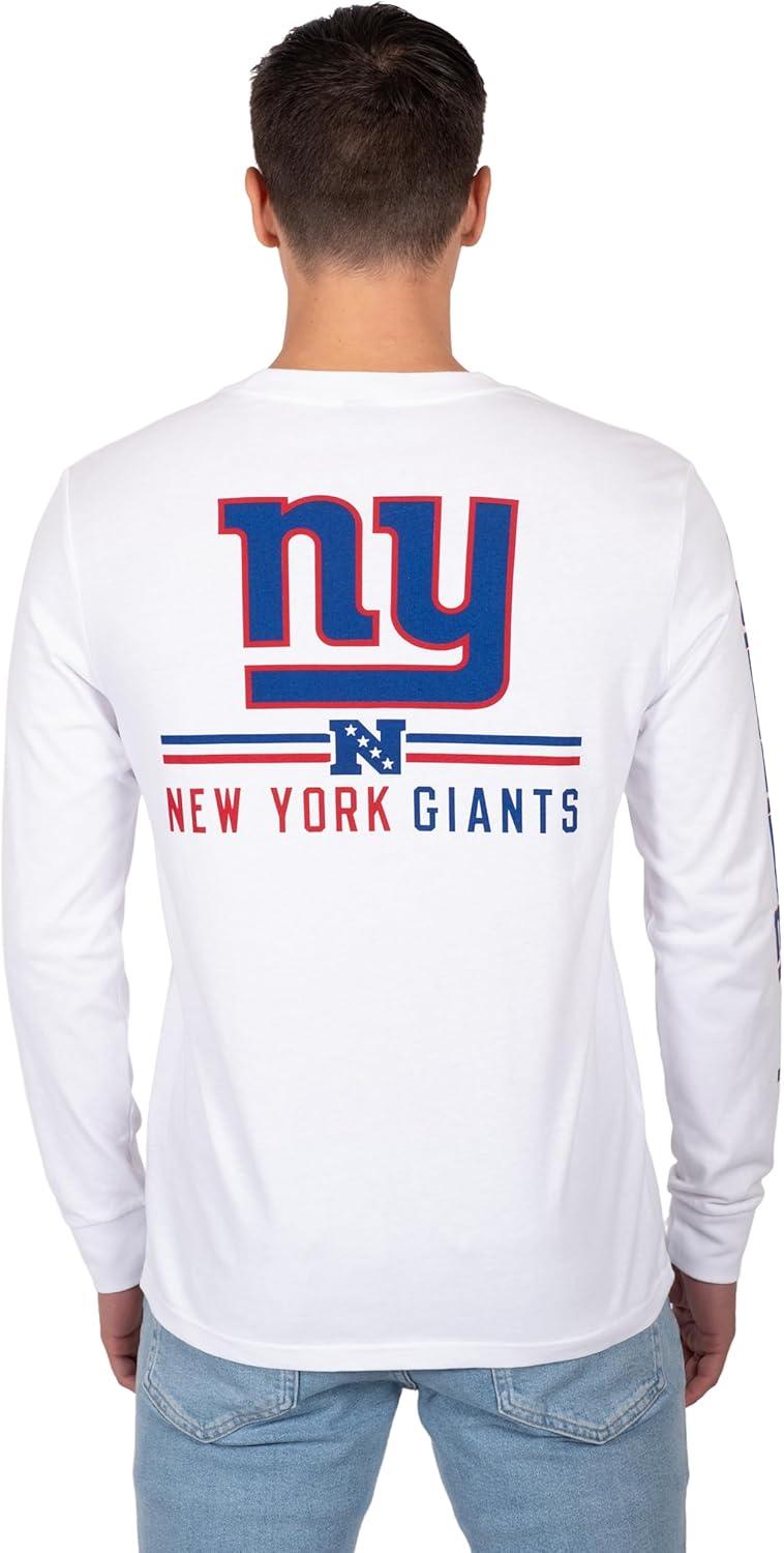 Ultra Game NFL Official Adults Super Soft Supreme Long Sleeve T-Shirt - Unisex, New York Giants, White|New York Giants