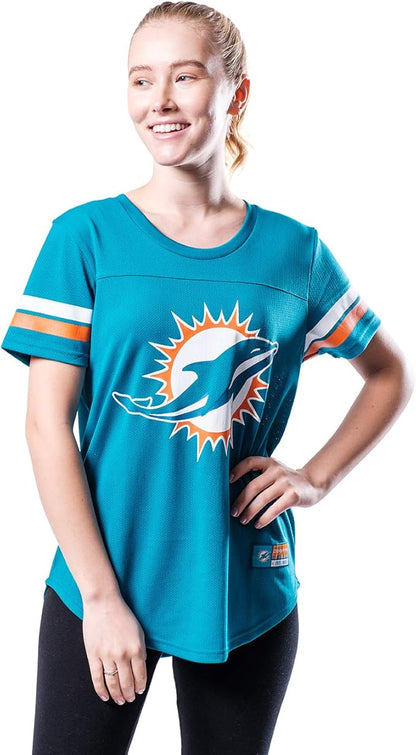 NFL Official Women's Super Soft Mesh Jersey T-Shirt|Miami Dolphins