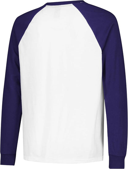 Ultra Game NFL Official Adults Super Soft Raglan Baseball Long Sleeve T-Shirt, Baltimore Ravens, White|Baltimore Ravens