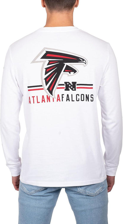 Ultra Game NFL Official Adults Super Soft Supreme Long Sleeve T-Shirt - Unisex, Atlanta Falcons, White|Atlanta Falcons