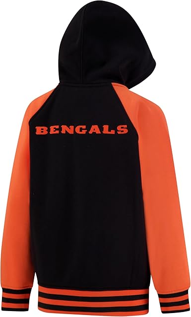 NFL Official Boy's Super Soft Full Zip Varsity Hoodie Sweatshirt|Cincinnati Bengals