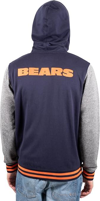 Ultra Game NFL Official Adults Ultimate Full Zip Varsity Hoodie Sweatshirt Jacket - Unisex, Chicago Bears, Team Color|Chicago Bears