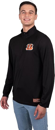 NFL Official Adults Super Soft Quarter Zip Long Sleeve T-Shirt|Cincinnati Bengals