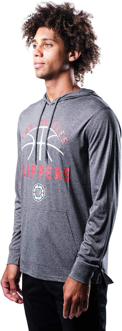 Ultra Game NBA Official Men’s Super Soft Lightweight Pullover Hoodie Sweatshirt - Unisex, Los Angeles Clippers, Heather Charcoal|Los Angeles Clippers