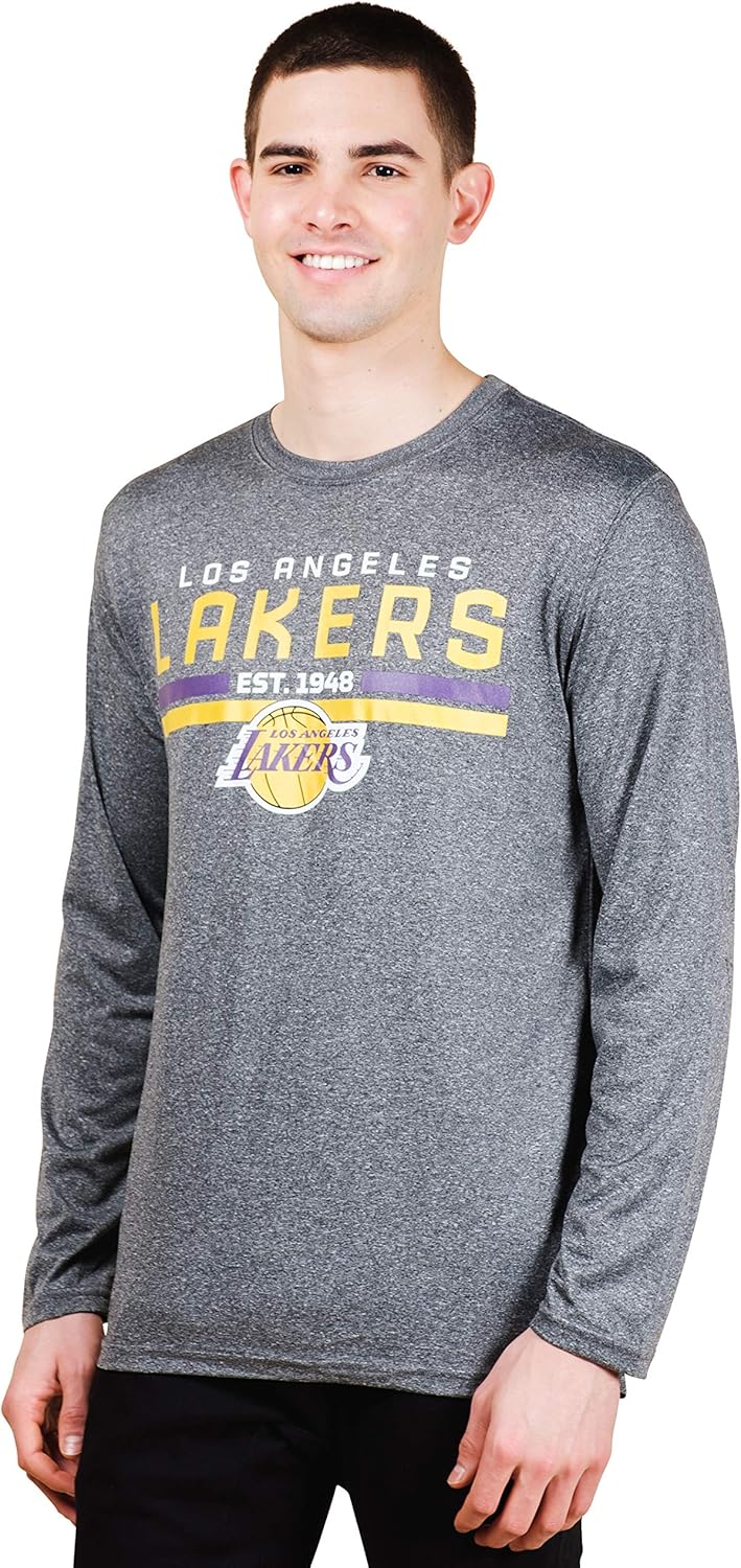 Ultra Game NBA Official Men's Active Long Sleeve Pullover T-Shirt, Los Angeles Lakers|Los Angeles Lakers