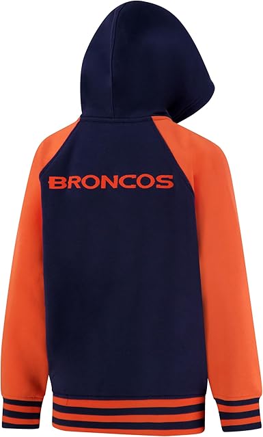 Ultra Game NFL Official Boy's Super Soft Full Zip Varsity Hoodie Sweatshirt, Denver Broncos, Team Color 2024|Denver Broncos