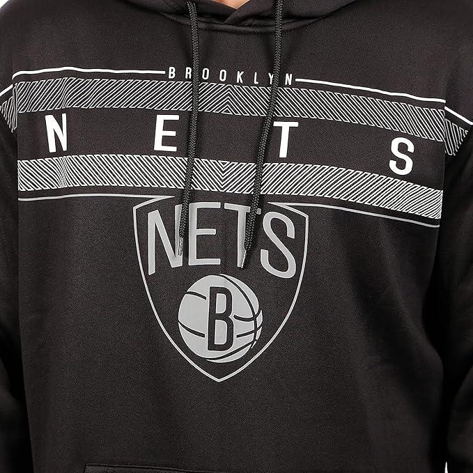 Ultra Game NBA Official Men’s Super Soft Midtown Hoodie Pullover Sweatshirt - Unisex, Brooklyn Nets, Black|Brooklyn Nets