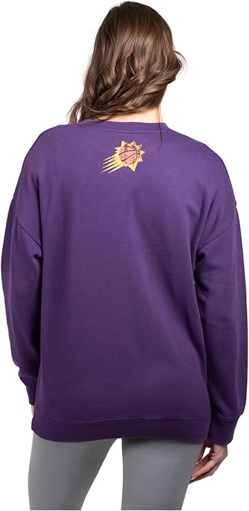 Ultra Game NBA Official Women's Extra Soft Fleece Distressed Oversized Pullover Sweatshirt, Phoenix Suns, Team Color|Phoenix Suns