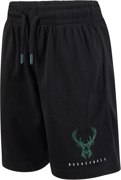 Ultra Game Youth's NBA Official Super Soft T-Shirt & Shorts 2-Piece Set, Milwaukee Bucks, Heather Charcoal|Milwaukee Bucks