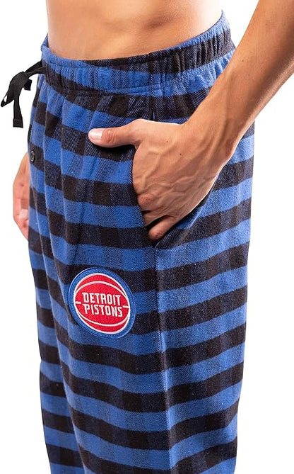 Ultra Game Adults Unisex's NBA Official Sleepwear Super Soft Flannel Pajama Loungewear Pants, Detroit Pistons|Detroit Pistons