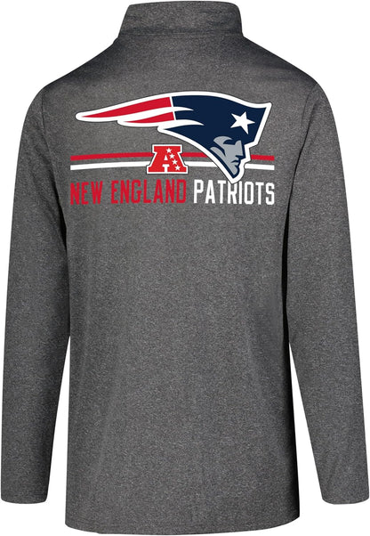 Ultra Game NFL Official Adults Super Soft Quarter Zip Long Sleeve T-Shirt - Unisex New England Patriots|New England Patriots